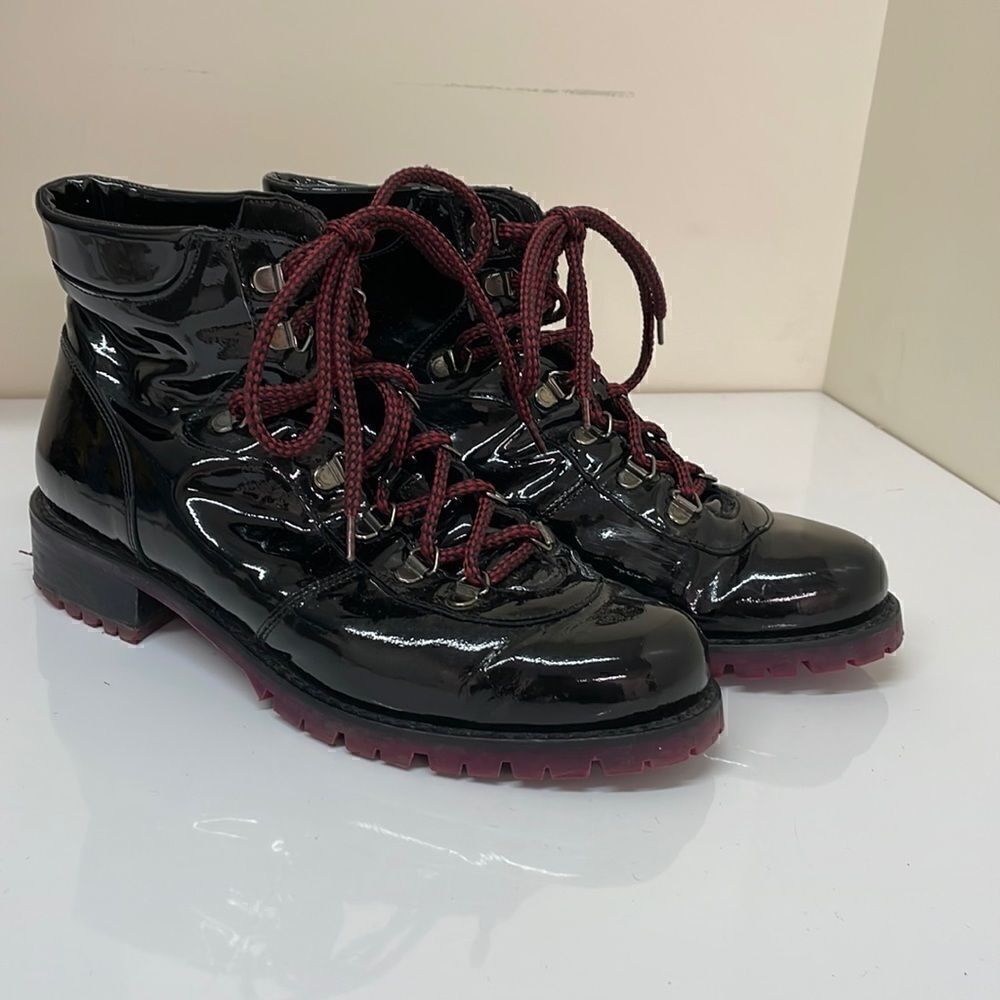 Italian Patent Leather Boots with Laces